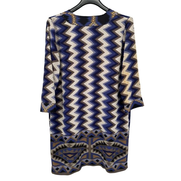 Chico's Artisan Duster Cardigan 2 Zigzag Aztec Print Beaded Statement Open L 14 - Picture 6 of 9